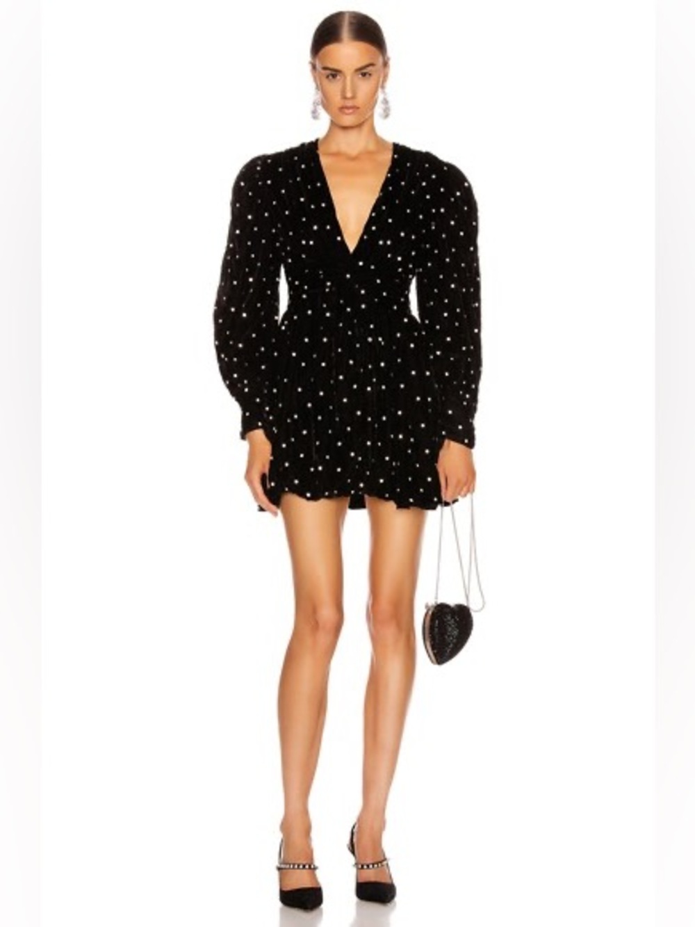 Dodo Bar Or Malenia All Over Crystal Velvet Mini Dress Black Size 10 NWT